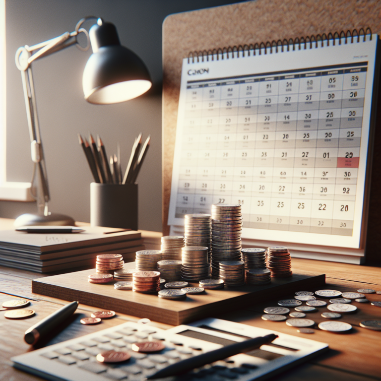 Illustrazione concettuale sulle pensioni 1961-1967 con monete e calendario