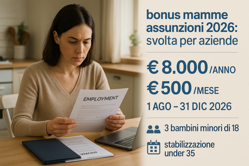 bonus mamme assunzioni 2026