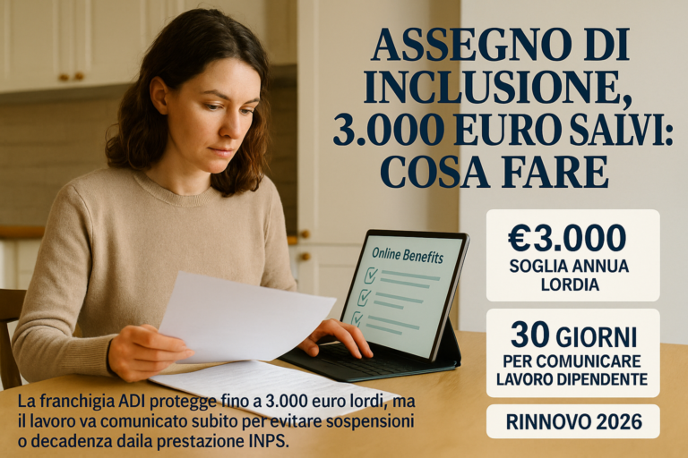Assegno di Inclusione: infografica sui 3.000 euro e comunicazioni INPS